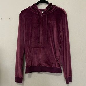 VICTORIA’S SECRET PINK PURPLE VELVET ZIPPERED HOODIE